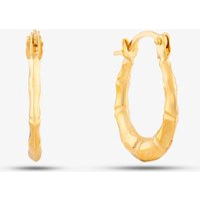 9ct Yellow Gold Small Patterned Oval Hoop Earrings UER127Y