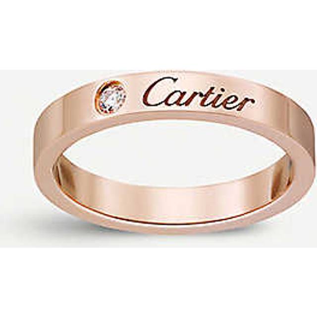 Cartier Womens Rose Gold C De 18ct Rose-gold and 0.03ct Round-cut Diamond Wedding Ring 49mm - ROSE GOLD