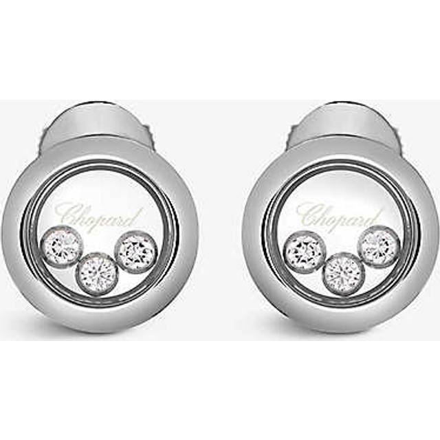 Chopard Womens White Gold Happy Diamonds 18ct White-gold and 0.10ct Diamond Earrings - WHITE GOLD