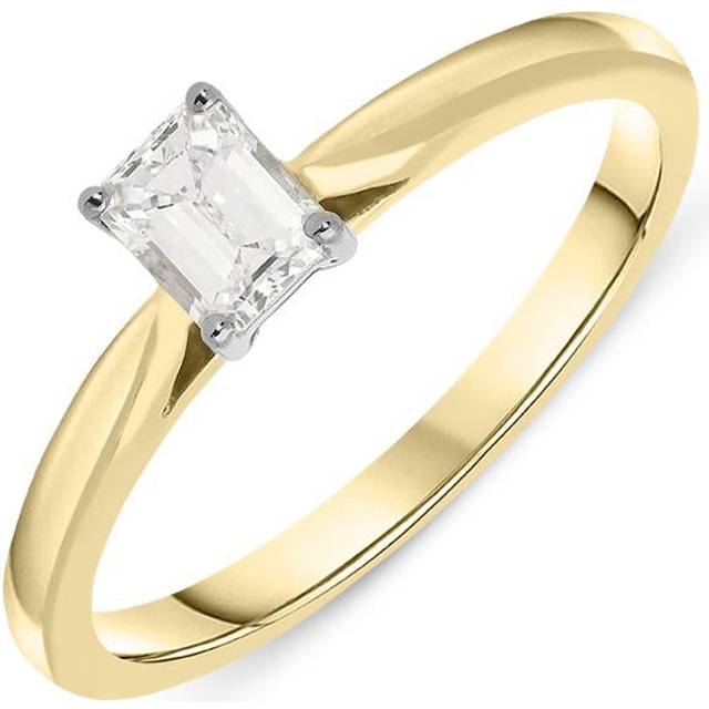 18ct Yellow Gold 0.35ct Diamond Emerald Cut Solitaire Ring