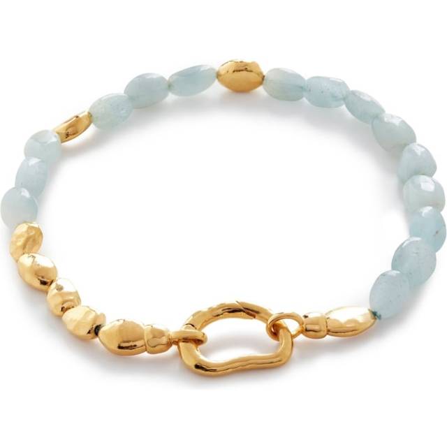 Monica Vinader - Rio Aquamarine beaded gemstone bracelet - women - Gold Vermeil - M