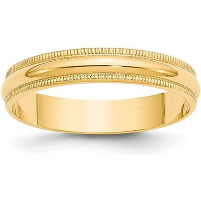 14K Yellow Gold 4 mm LTW Milgrain Half Round Band - Size 7