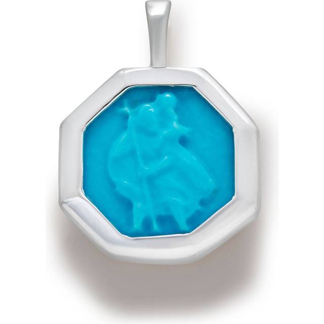 Monica Vinader - St Christopher turquoise pendant charm - women - Recycled Silver/Turquoise - One Size
