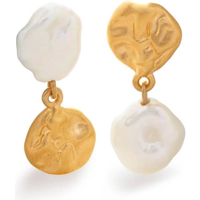 Monica Vinader - x Mother of Pearl Keshi pearl stud earrings - women - Recycled Silver/18kt Gold/18kt Gold Vermeil - One Size