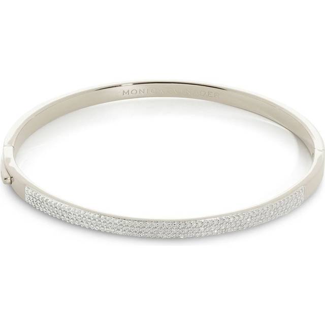 Monica Vinader - Essential diamond pave bangle - women - Recycled Silver - S