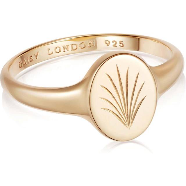 Palm Leaf Signet 18ct Gold Plated Ring WR02_GP / Size XL