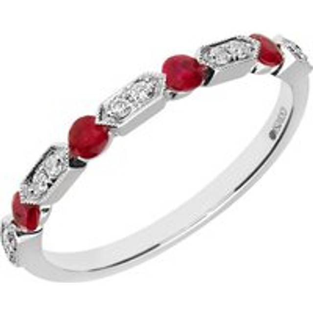 18ct White Gold 0.30ct Ruby 0.07ct Diamond Half Eternity Ring