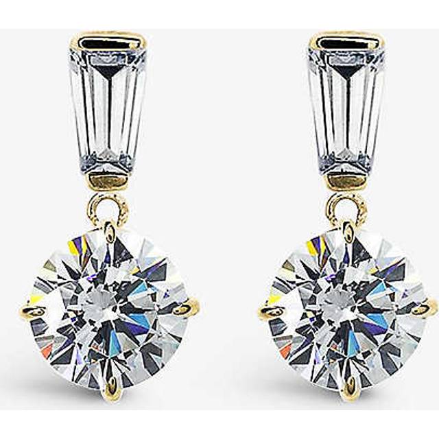 Carat London Womens Gold Athena 9ct White-gold and Cubic Zirconia Drop Earrings 1 Size - GOLD