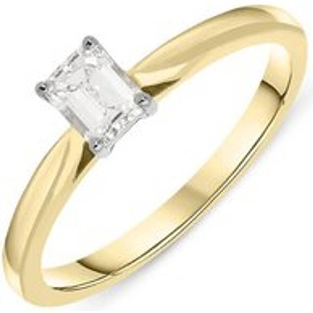 18ct Yellow Gold 0.35ct Diamond Emerald Cut Solitaire Ring