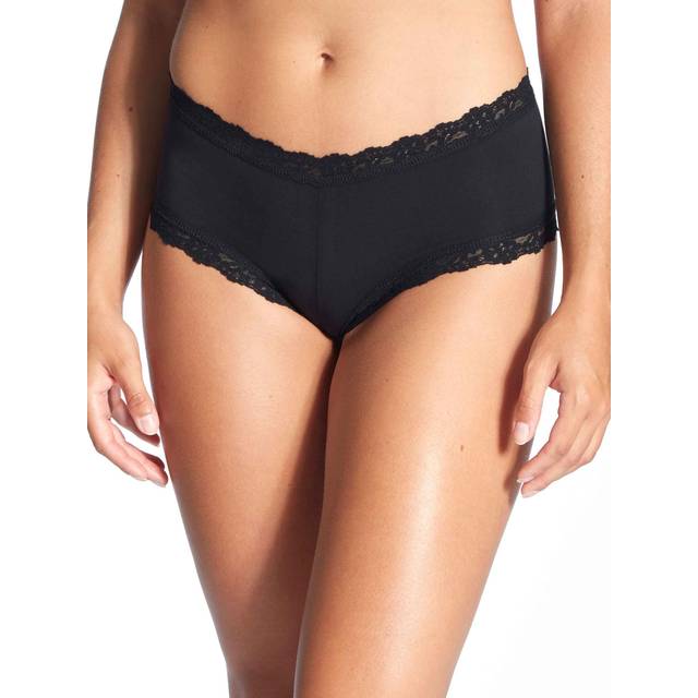 hanky panky Organic Cotton Boyshort with Lace 891281P - Black - Medium
