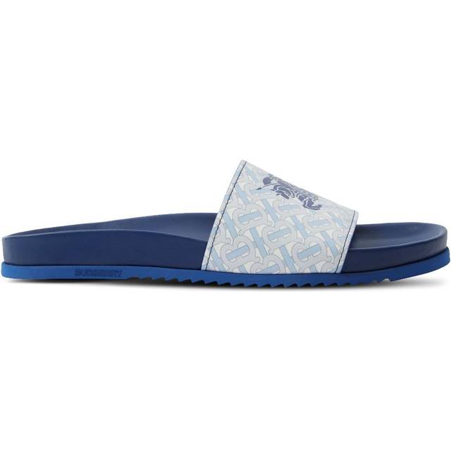 Burberry - EKD monogram-print leather slides - men - Rubber/Sheepskin/Calf Leather - 40 - Blue