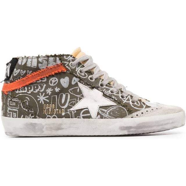 Golden Goose - Mid Star lettering print high-top sneakers - women - Rubber/Fabric/Fabric - 37 - Green