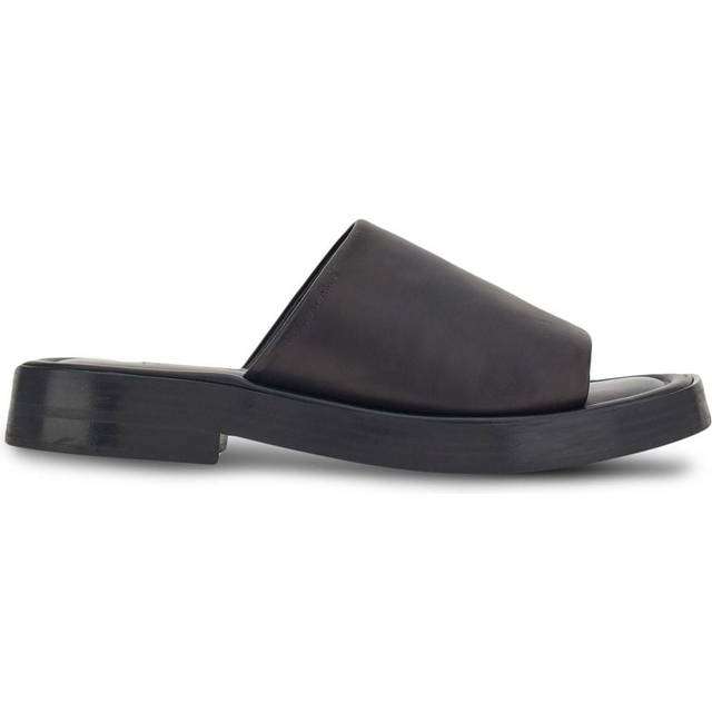 Ferragamo - crossover-strap leather slides - men - CALFSKIN/Lambskin/Rubber - 9 - Black