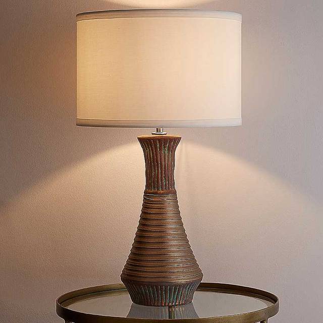 Tanga 52cm Gold Ceramic Table Lamp With White Cylinder Shade - One Size