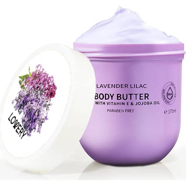 Lavender Lilac Body Butter  Shea Cream with Jojoba Oil & Vitamin E  Hydrating Natural Moisturizer for Hands  5.74 Fl Oz