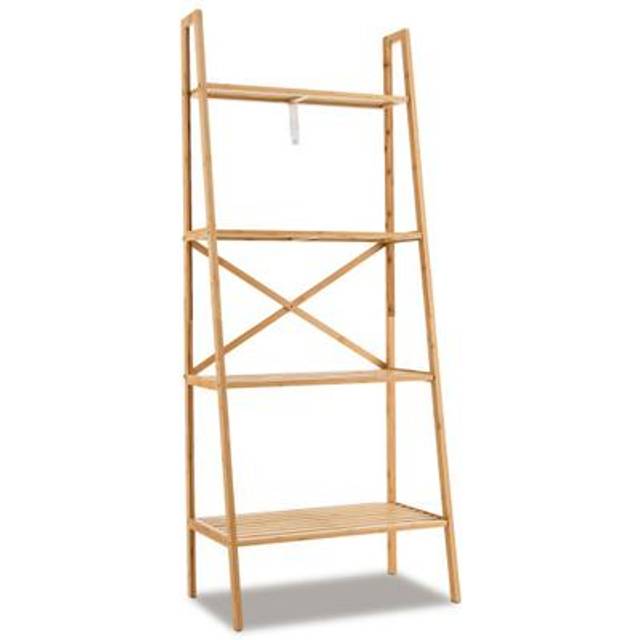 4-Tier Freestanding Bookcase with Anti-Toppling Device for Living Room-Natural