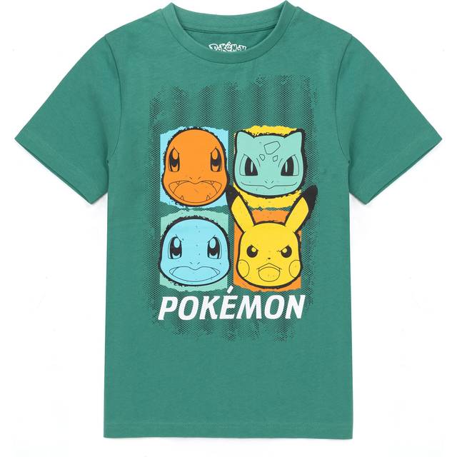 (Green, 5-6 Years) Pokemon T-Shirts Boys Kids Green OR Black Pikachu Characters Top