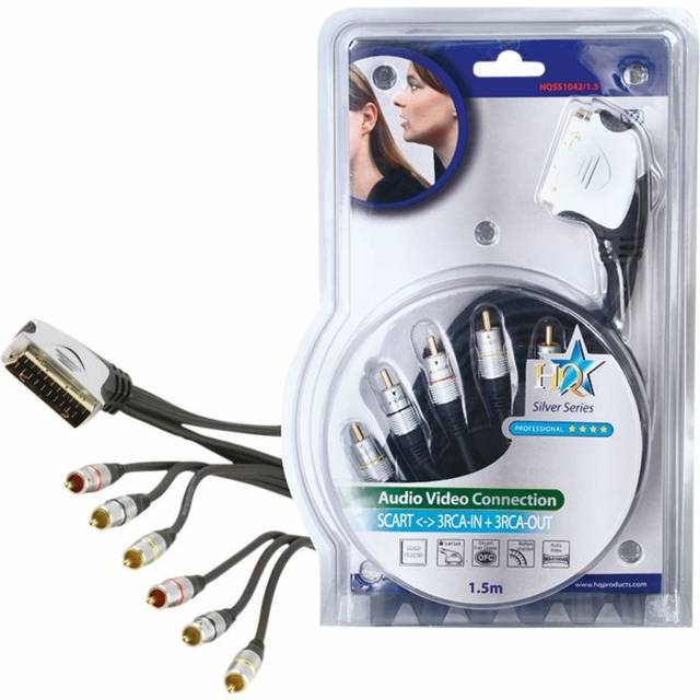 Pro Scart to 6 Phono RCA Lead AV in Out DVD Video TV TFT Audio Video Cable 1.5m