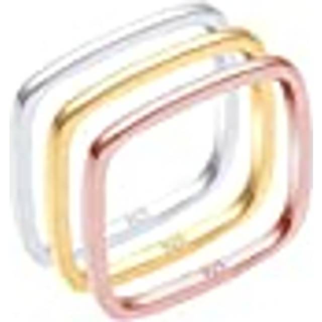 Elli Damring Tri Color Statement fyrkantig uppsättning förgyllt silver 925 0602451216, 58 EU, Sterlingsilver, Utan