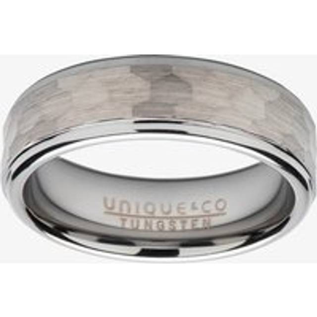 Unique Mens Hammered Tungsten 7mm Ring TUR-114-64 - Silver