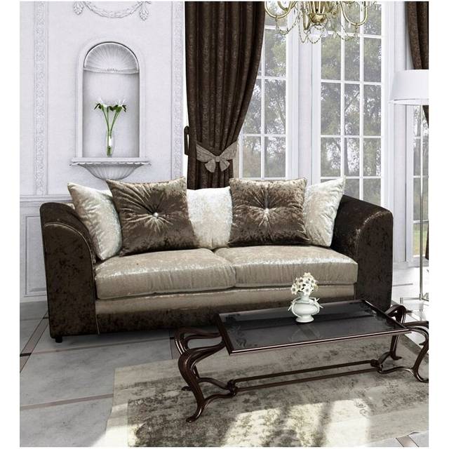 (Brown-mink, 3 seater) Leo Crushed Velvet 3 & 2 Seater Sofa Set