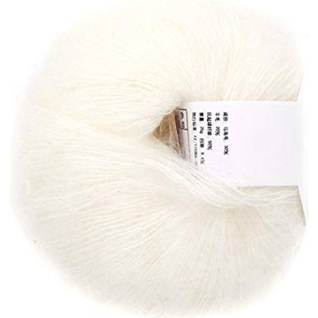 Popular Soft Mohair Knitting Angora Wool Yarn for DIY Knitting (with a Crochet)(White)