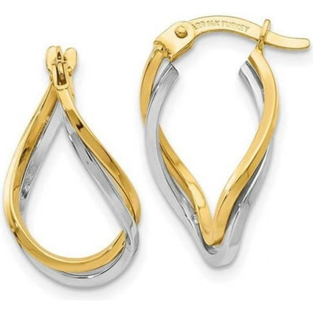 14K Two-Tone Twisted Hoop Earrings