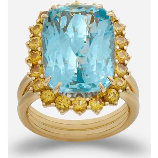 Dolce & Gabbana Heritage Ring In Yellow Gold, Aquamarine And Yello Sapphires - Woman Rings Gold 50