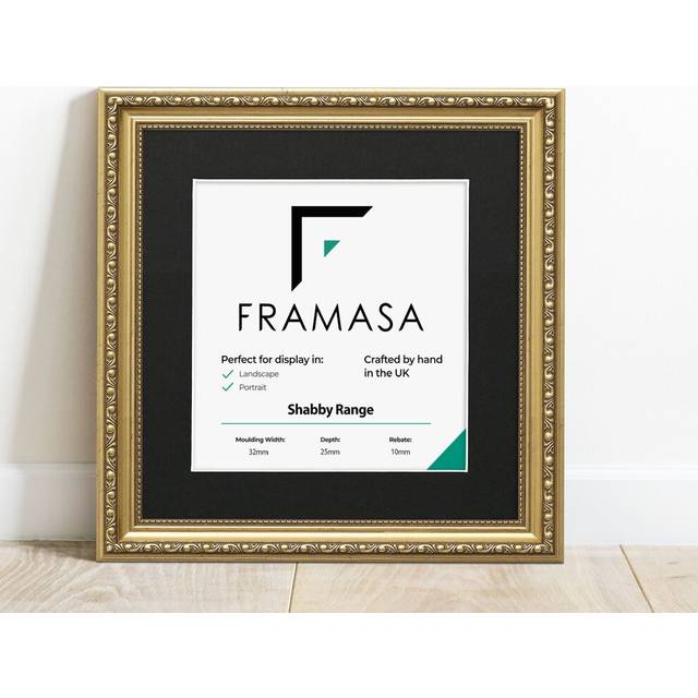 (Gold Frame Black Mount, 50x50CM Pic (60x60CM Frame)) New Shabby Chic Picture Photo Frames ,Gold Antique Style Photo Frames,  With Multicolored Mounts
