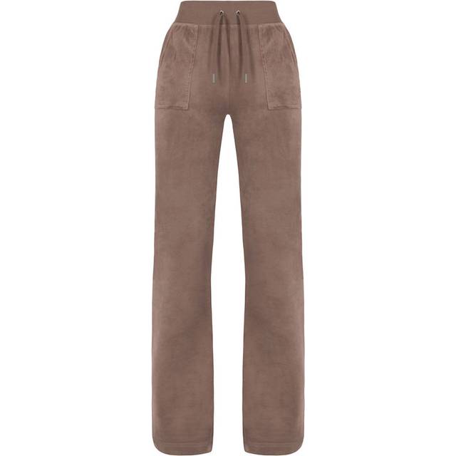 Juicy Couture Womens Acorn Del Ray Patch-pocket Straight-leg Stretch-velour Jogging Bottoms M - ACORN