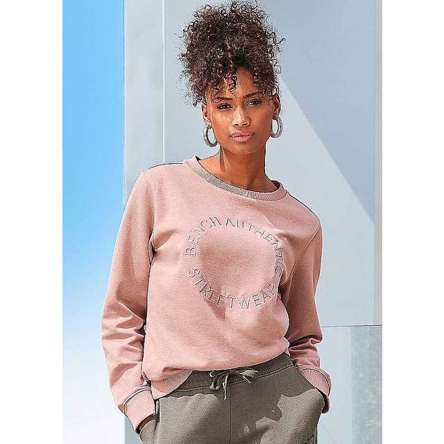 Bench. Loungewear Embroidered Round Neck Sweatshirt - Dusky Pink