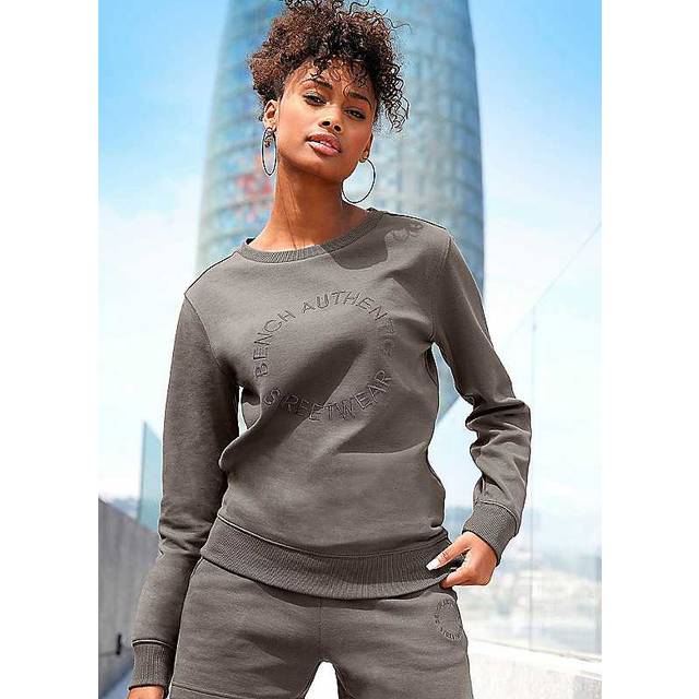 Bench. Loungewear Embroidered Round Neck Sweatshirt - Taupe