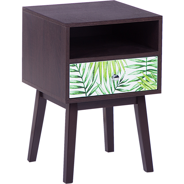 1 Drawer Bedside Table RODES Dark Brown