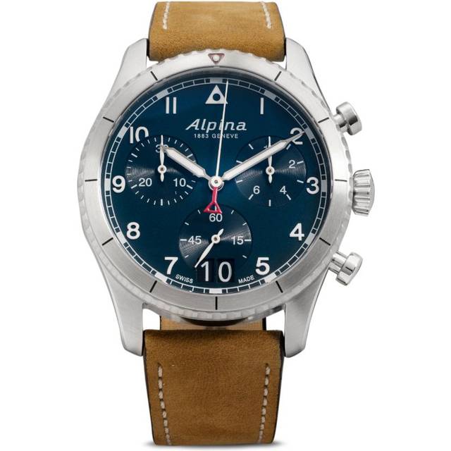 Alpina - Startimer Pilot Quartz Chronograph Big Date 41mm - men - Calf Leather/stainless steel - One Size - Blue