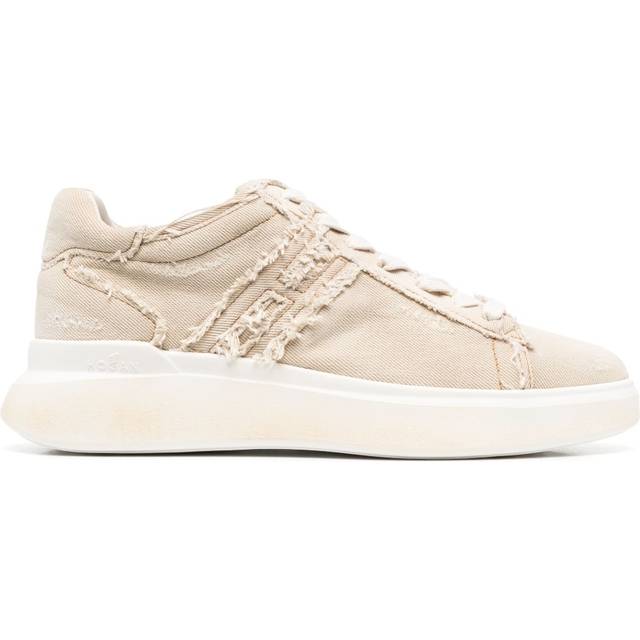 Hogan - H580 distressed-effect low-top canvas sneakers - men - Calf Leather/Rubber/Fabric/Fabric - 5 - Neutrals