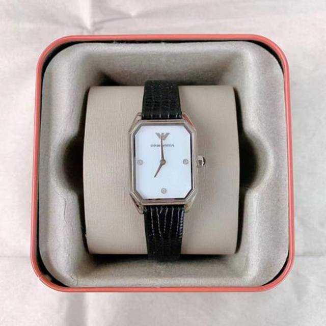 Emporio Armani Gioia Ladies Watch AR11148 White Black Leather Strap UK SELLER - Grey