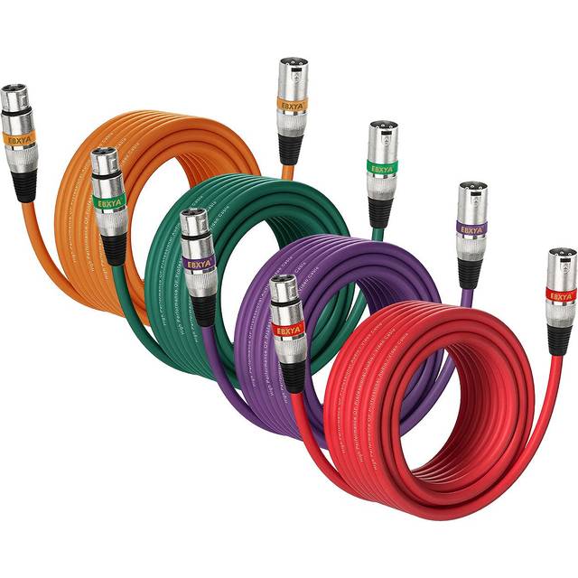 EBXYA XLR Cable 50 Feet - DMX Cable with 3 Pins Balanced Shielded XLR Male to Female Mic Cable Cords 4 Colors