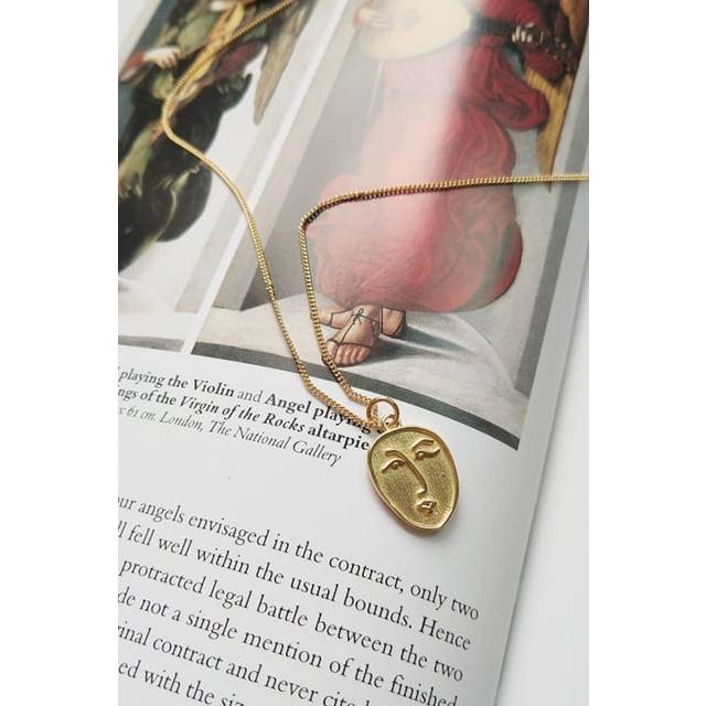 Dainty 18K Gold Face Minimalist Necklace - One Size
