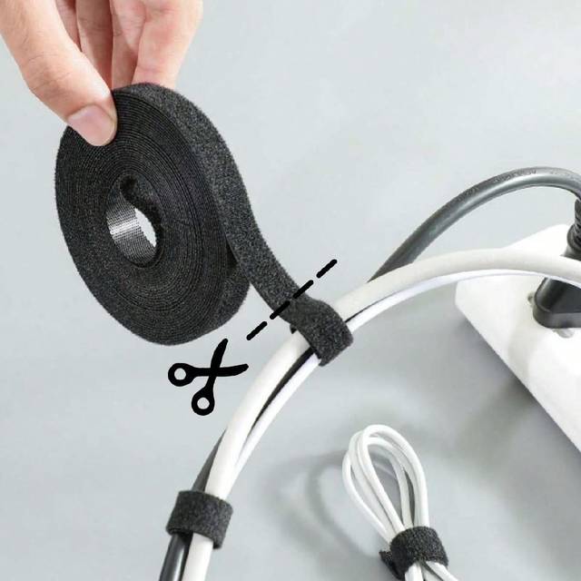 SHEIN 1pc Reusable Tie Strap, Size: 1m/3m/5m, Suitable For Organizing Desktop Cable, Fixing Socket Line, Bundling Cords Of Computer Tower, Etc. Back To Scho