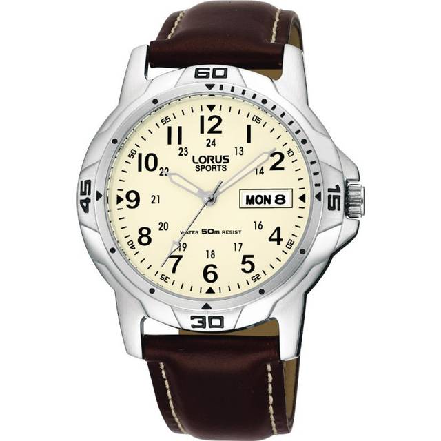 Lorus Gents Sports Leather Strap 39mm 5ATM Watch RXN49BX9