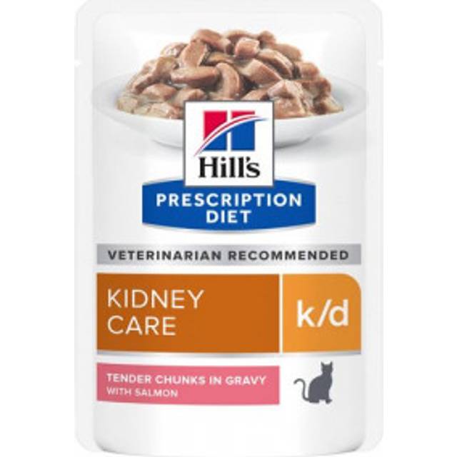 Hill's Prescription Diet K/D Kidney Care våtfoder katt med lax multipack (påse). Förpackning: 1 låda (12 x 85 g)