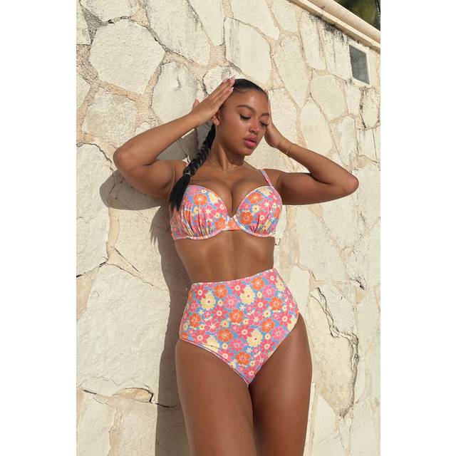 Womens High Waisted Bikini Bottom - Multi - 12
