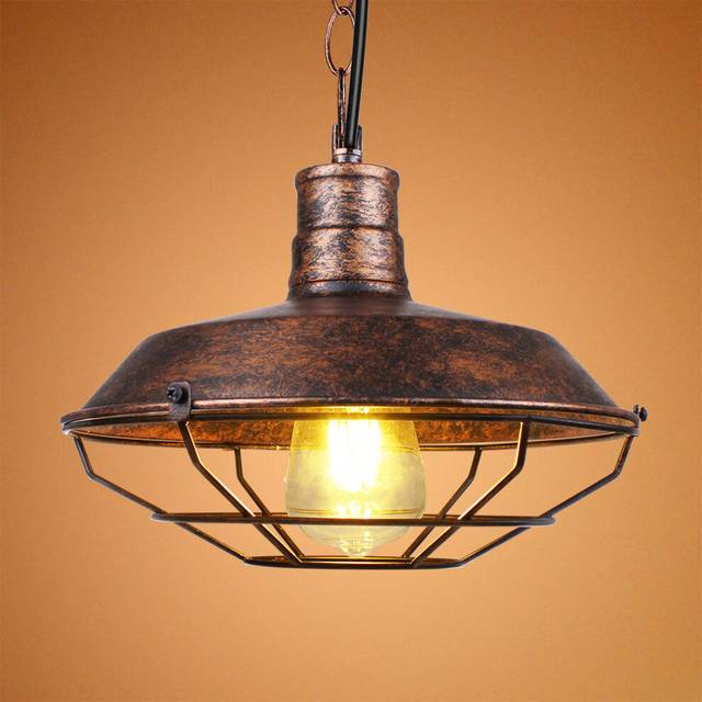 (2 Piece)Vintage Industrial Pendant Lamp Metal Iron Chandelier Retro Pendant Light Antique Pendant Lamp Rust 360MM