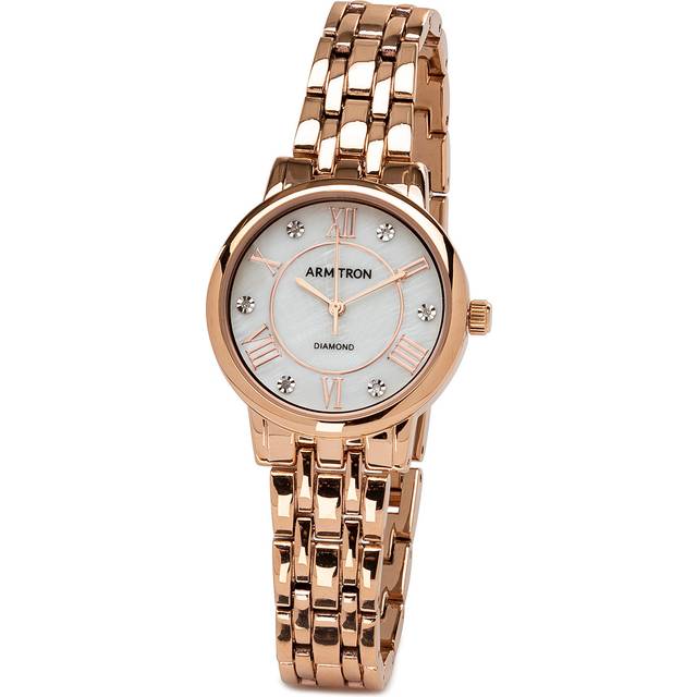 Armitron Women's Rose Gold Watch with Mother of Pearl Face and Crystal Accented Dial Size 30mm
