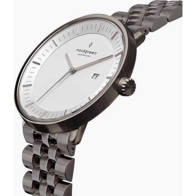Nordgreen Women's Designer Analogue Watch - Silver Case - White Dial - 5 Linked Metal Watch Strap