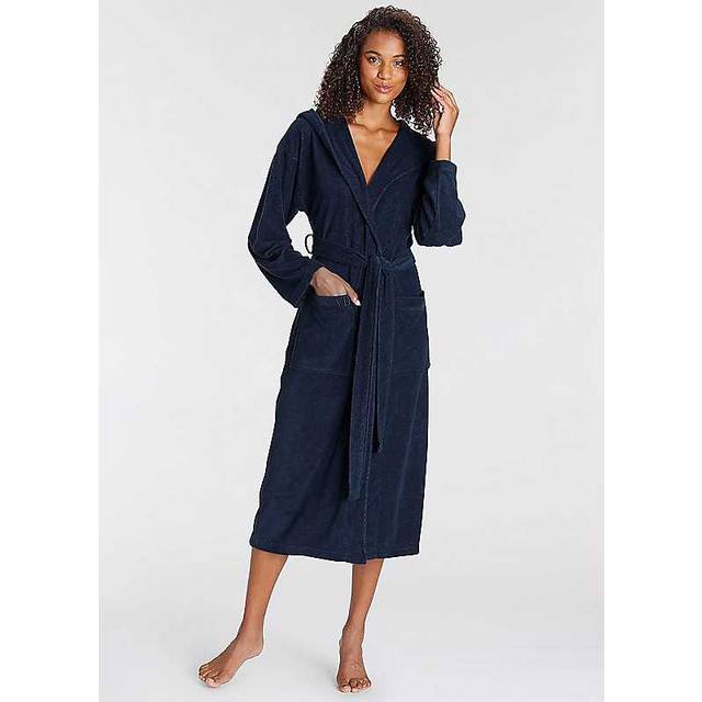Vivance Dreams Long Hooded Bathrobe - Navy