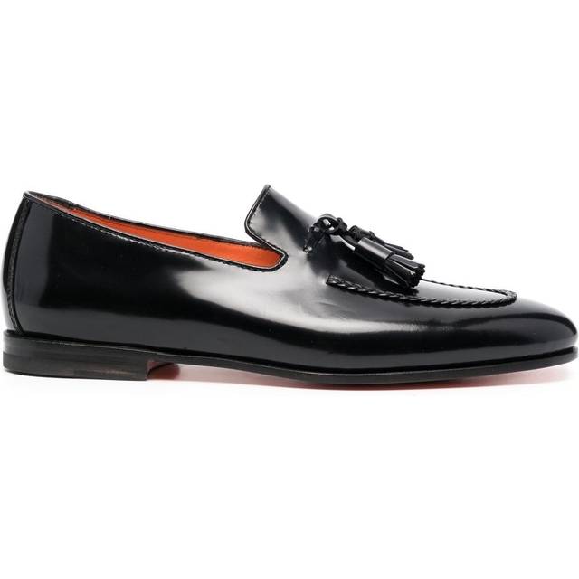 Santoni - leather tassel-detail loafers - men - Calf Leather/Calf Leather/Calf Leather - 9 1/2 - Black