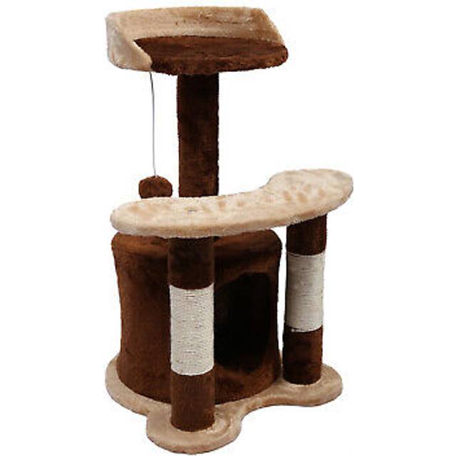 WilTec Kattträd 67 cm brunt/beige med sisalrep nischplattform och spelboll