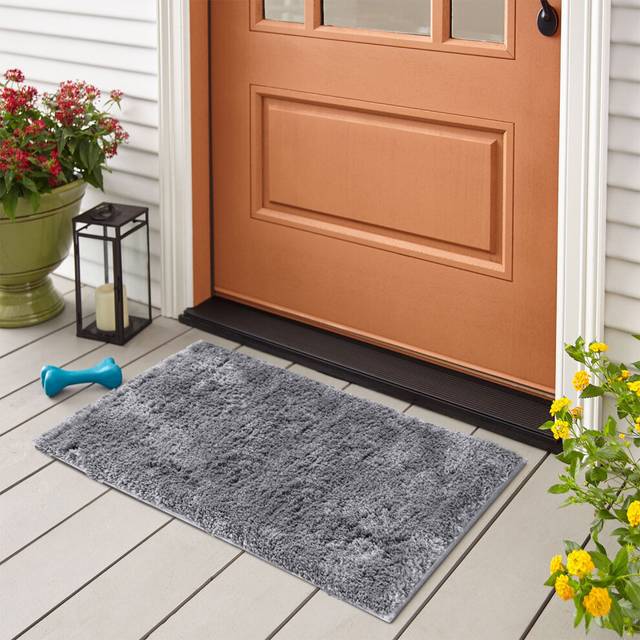 (Grey, 50 x 80 cm) Fluffy Rug Shaggy Runner Non-Slip Bath & Doormats