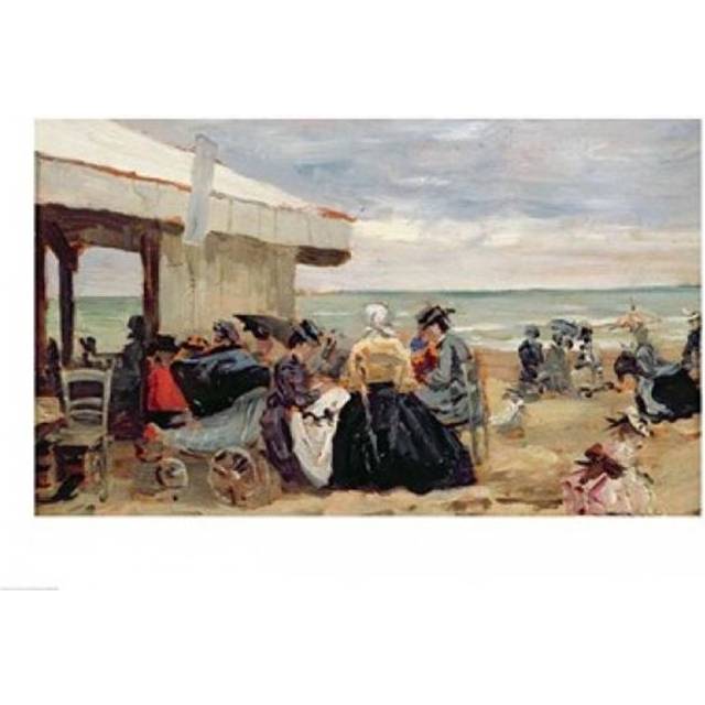 A Beach Scene Poster Print by Eugene Louis Boudin - 24 x 18 in.